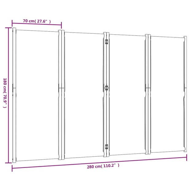 vidaXL Kamerscherm met 4 panelen 280x180 cm donkerblauw