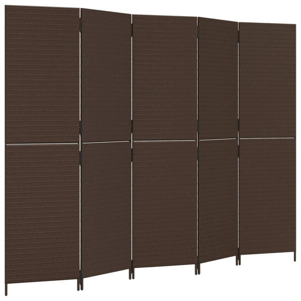 vidaXL Kamerscherm 5 panelen poly rattan bruin