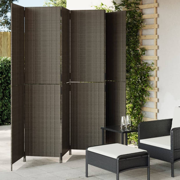 vidaXL Kamerscherm 6 panelen poly rattan grijs