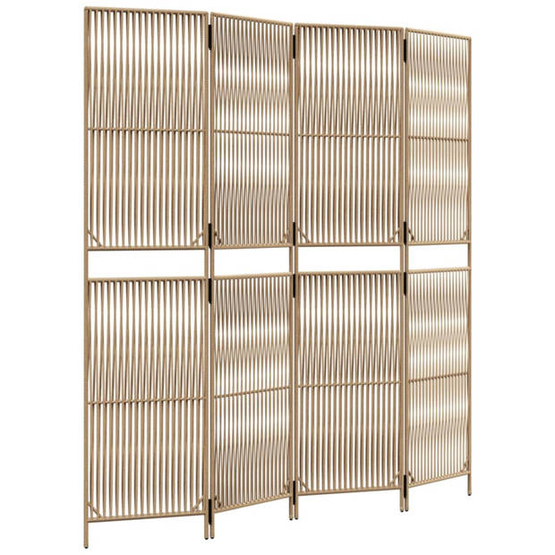 vidaXL Kamerscherm 4 panelen poly rattan beige