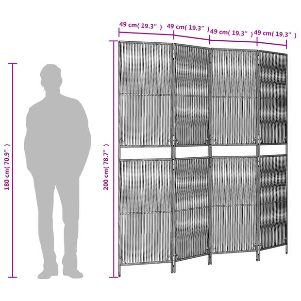 vidaXL Kamerscherm 4 panelen poly rattan beige