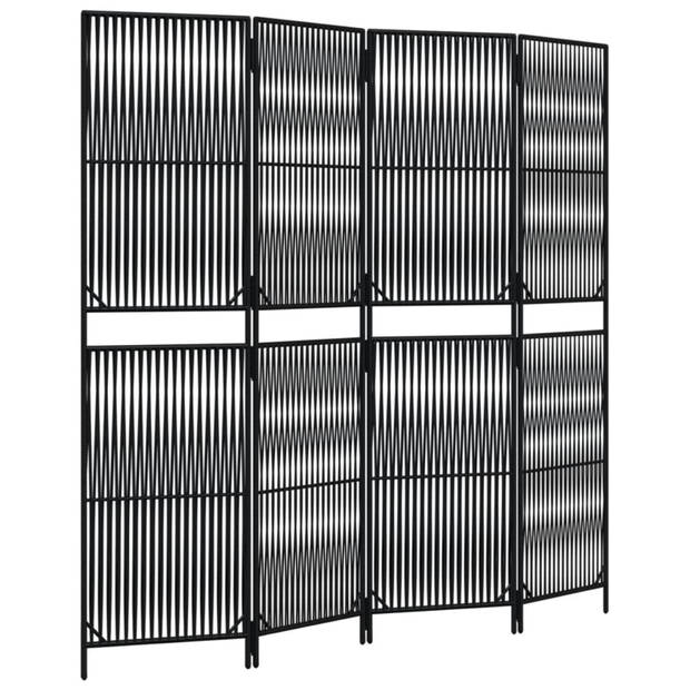 vidaXL Kamerscherm 4 panelen poly rattan zwart