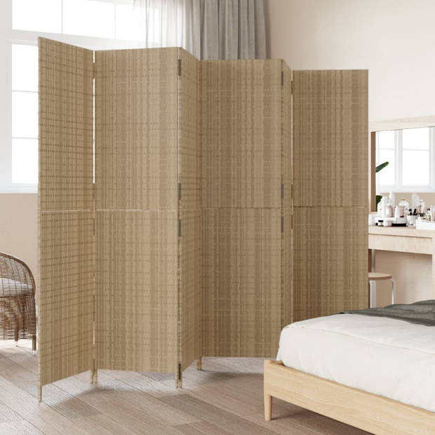 vidaXL Kamerscherm 6 panelen poly rattan beige