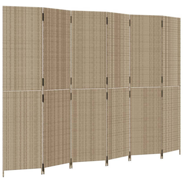 vidaXL Kamerscherm 6 panelen poly rattan beige