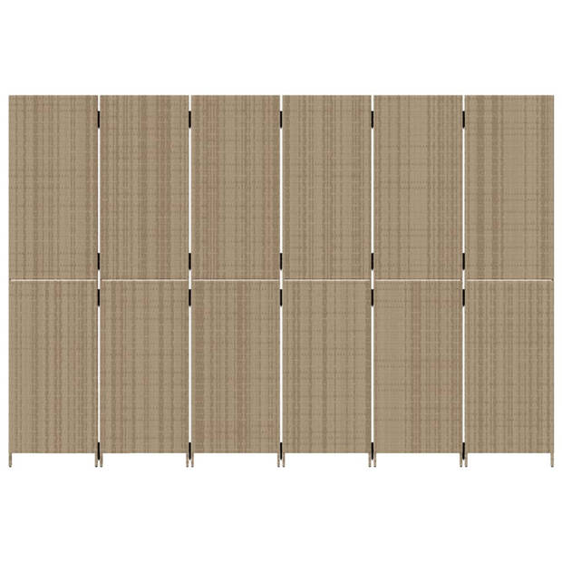 vidaXL Kamerscherm 6 panelen poly rattan beige