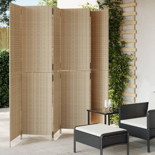 vidaXL Kamerscherm 6 panelen poly rattan beige