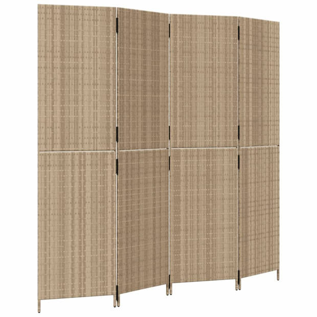 vidaXL Kamerscherm 4 panelen poly rattan beige