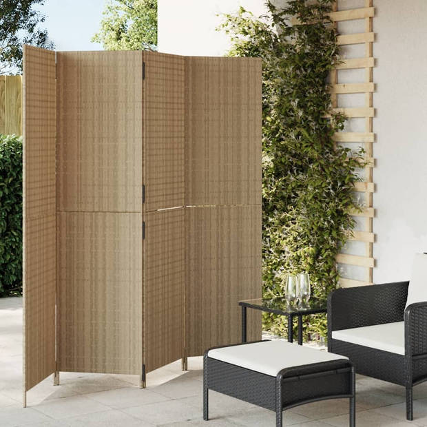 vidaXL Kamerscherm 4 panelen poly rattan beige