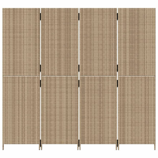 vidaXL Kamerscherm 4 panelen poly rattan beige