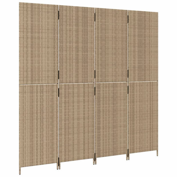 vidaXL Kamerscherm 4 panelen poly rattan beige