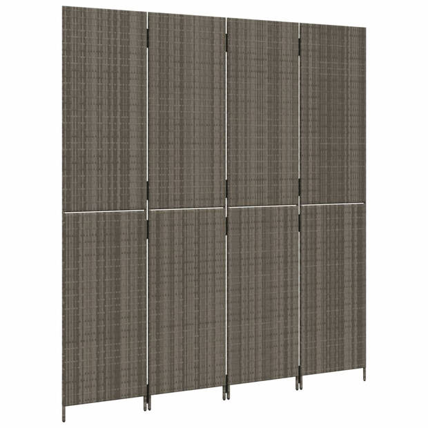 vidaXL Kamerscherm 4 panelen poly rattan grijs