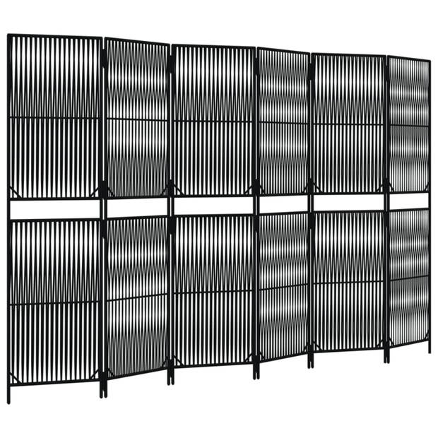 vidaXL Kamerscherm 6 panelen poly rattan zwart