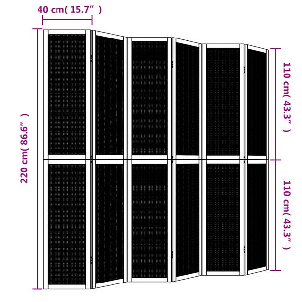 vidaXL Kamerscherm met 6 panelen massief paulowniahout bruin