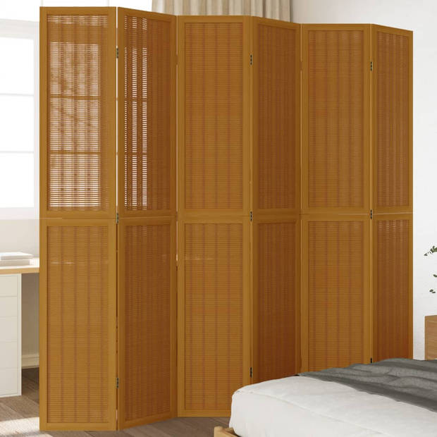 vidaXL Kamerscherm met 6 panelen massief paulowniahout bruin