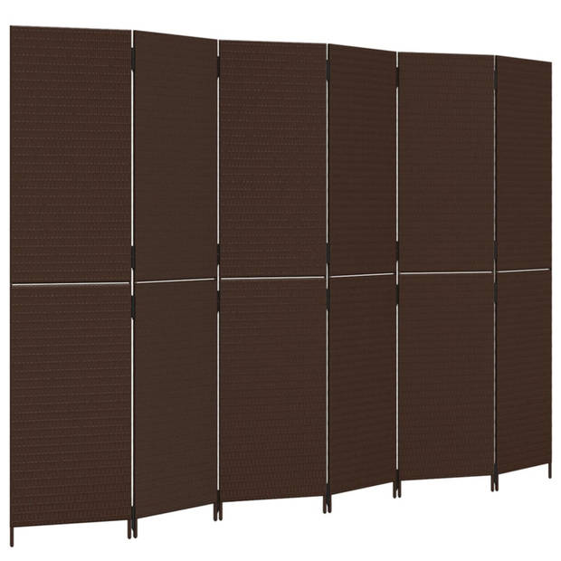 vidaXL Kamerscherm 6 panelen poly rattan bruin