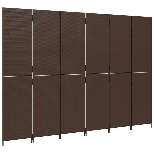 vidaXL Kamerscherm 6 panelen poly rattan bruin