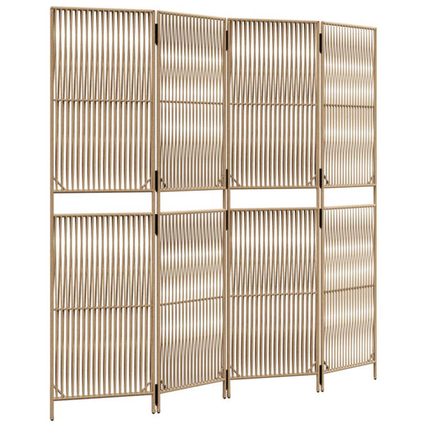 vidaXL Kamerscherm 4 panelen poly rattan beige