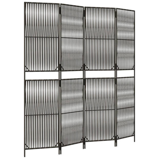 vidaXL Kamerscherm 4 panelen poly rattan grijs