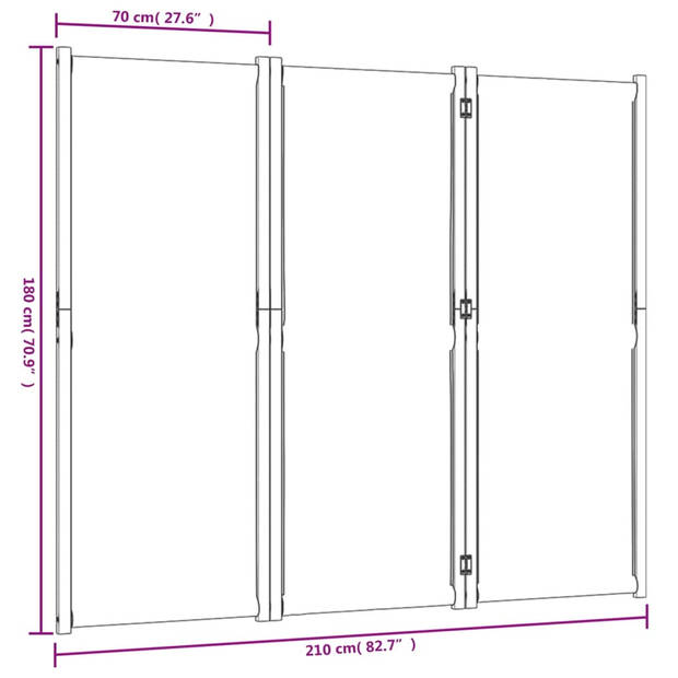 vidaXL Kamerscherm met 3 panelen 210x180 cm taupe