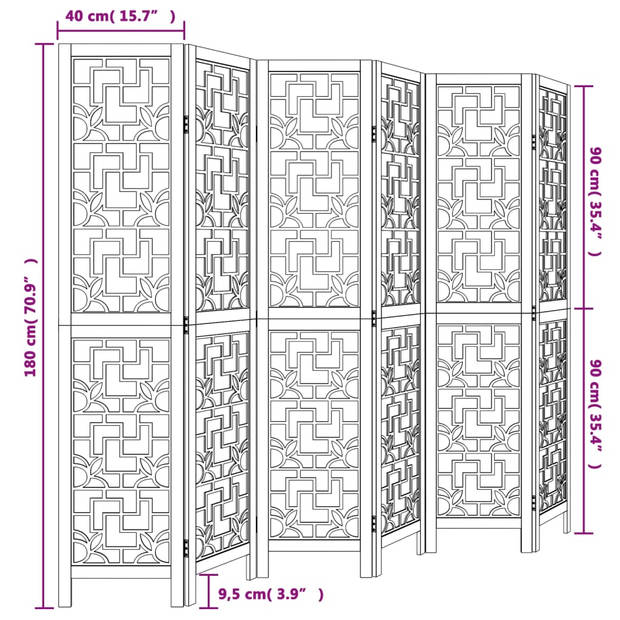 vidaXL Kamerscherm met 6 panelen massief paulowniahout bruin