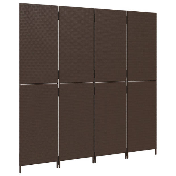 vidaXL Kamerscherm 4 panelen poly rattan bruin