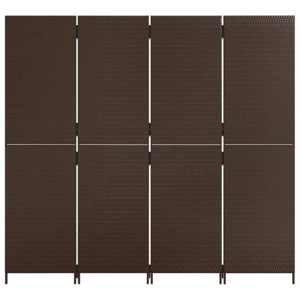 vidaXL Kamerscherm 4 panelen poly rattan bruin