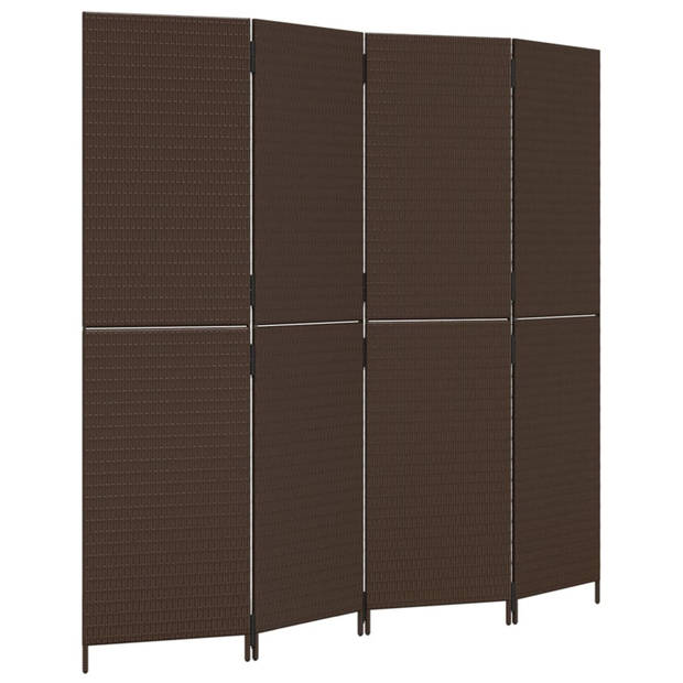 vidaXL Kamerscherm 4 panelen poly rattan bruin