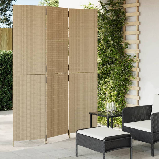 vidaXL Kamerscherm 3 panelen poly rattan beige