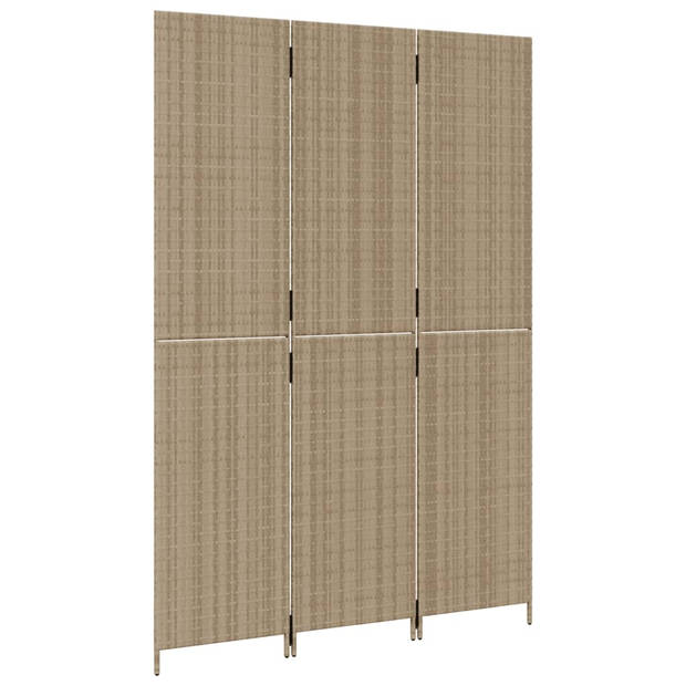 vidaXL Kamerscherm 3 panelen poly rattan beige