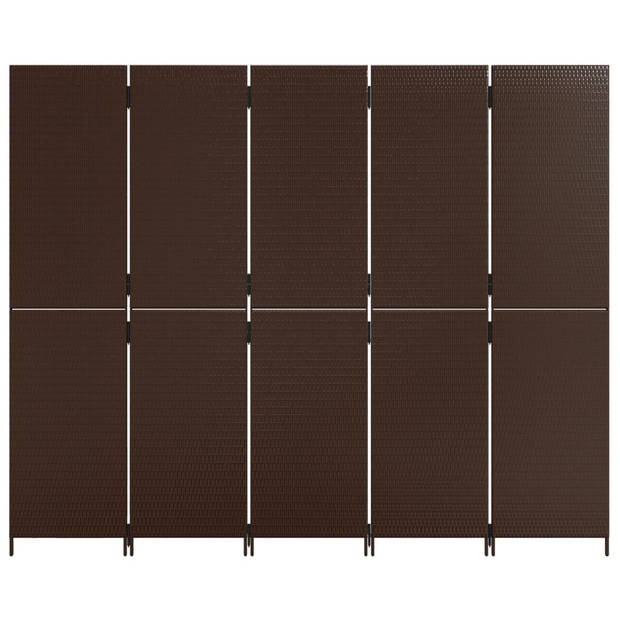 vidaXL Kamerscherm 5 panelen poly rattan bruin