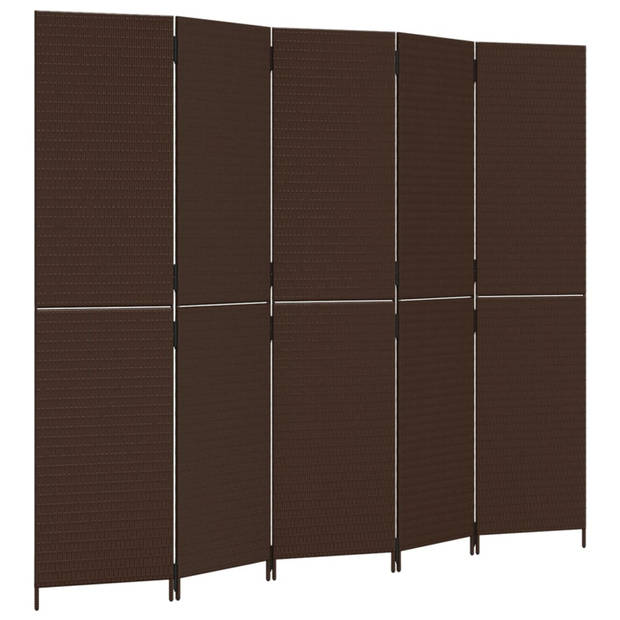 vidaXL Kamerscherm 5 panelen poly rattan bruin