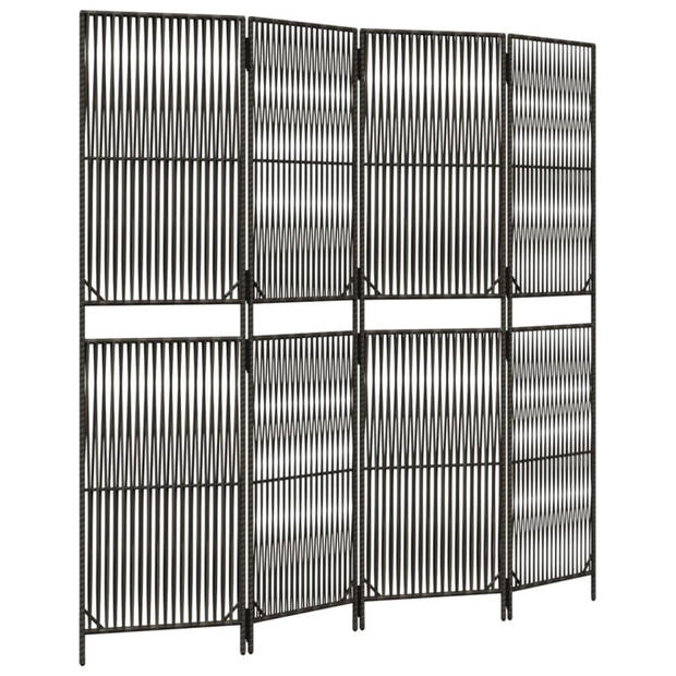 vidaXL Kamerscherm 4 panelen poly rattan grijs