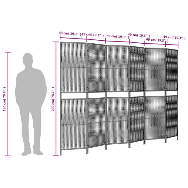 vidaXL Kamerscherm 6 panelen poly rattan beige