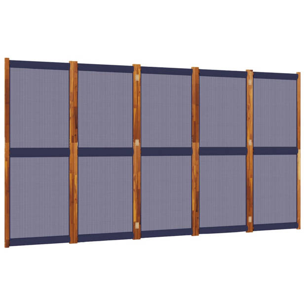 vidaXL Kamerscherm met 5 panelen 350x180 cm donkerblauw