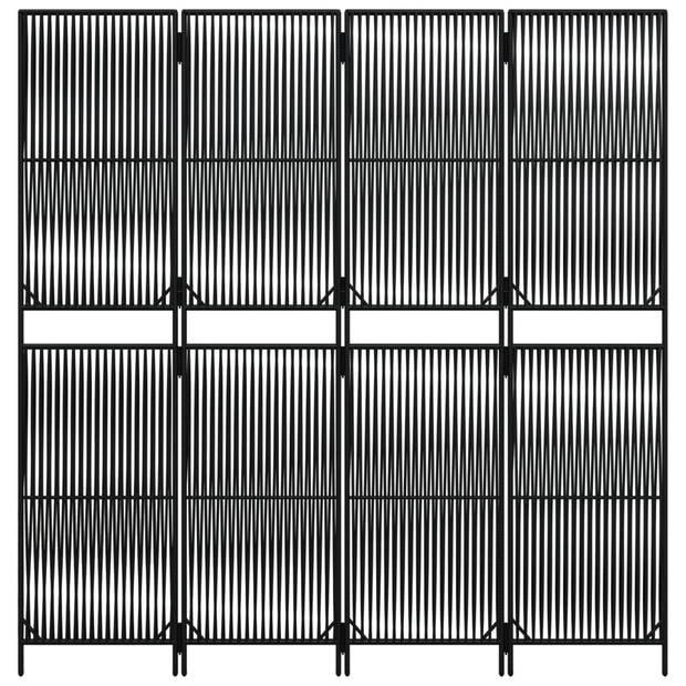 vidaXL Kamerscherm 4 panelen poly rattan zwart