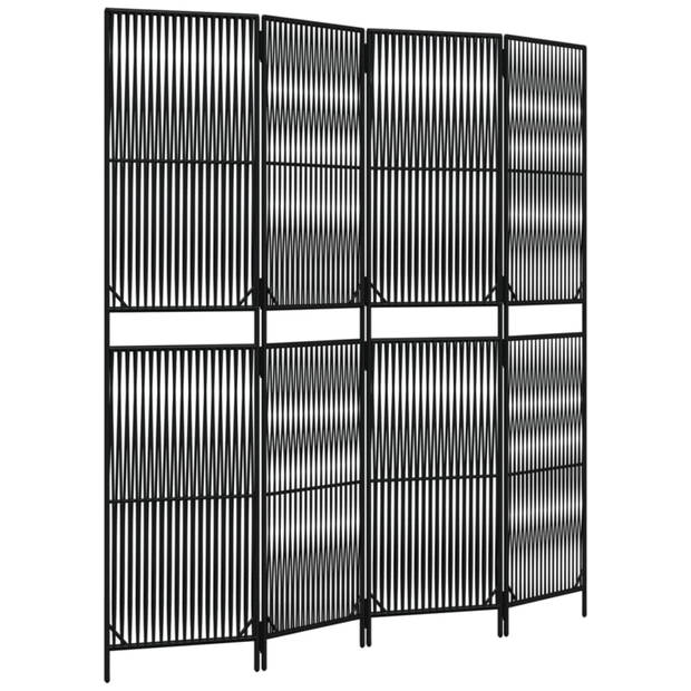 vidaXL Kamerscherm 4 panelen poly rattan zwart