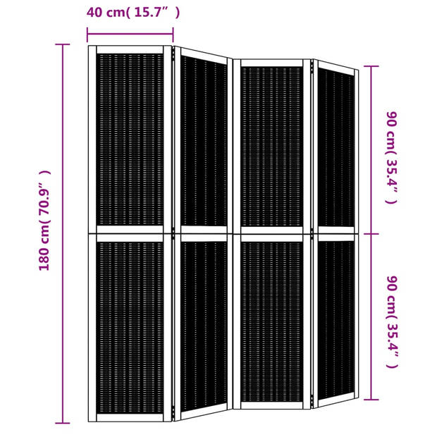 vidaXL Kamerscherm met 4 panelen massief paulowniahout bruin