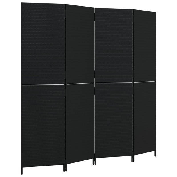 vidaXL Kamerscherm 4 panelen poly rattan zwart