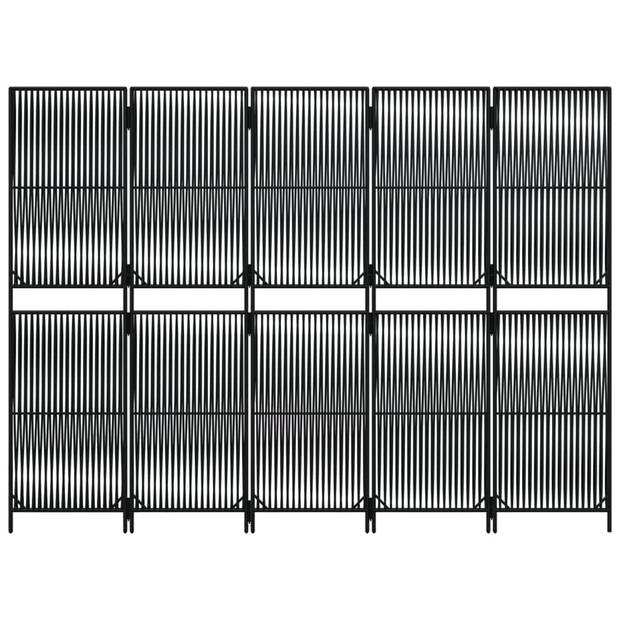 vidaXL Kamerscherm 5 panelen poly rattan zwart