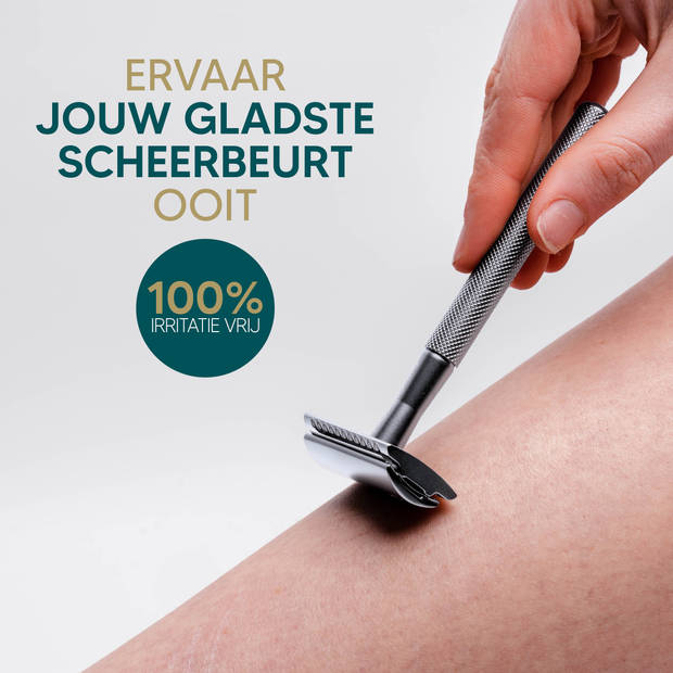 Safety Razor + 20 RVS Scheermesjes – Vrouw & Mannen – Scheren – Zero Waste Scheermes Blades – Duurzaam Cadeau