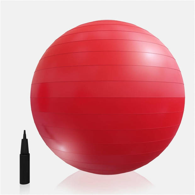 Fitnessbal Ø 65 cm - incl. Pomp - Gym bal - Yoga - Belastbaar tot 500 kg - Rood