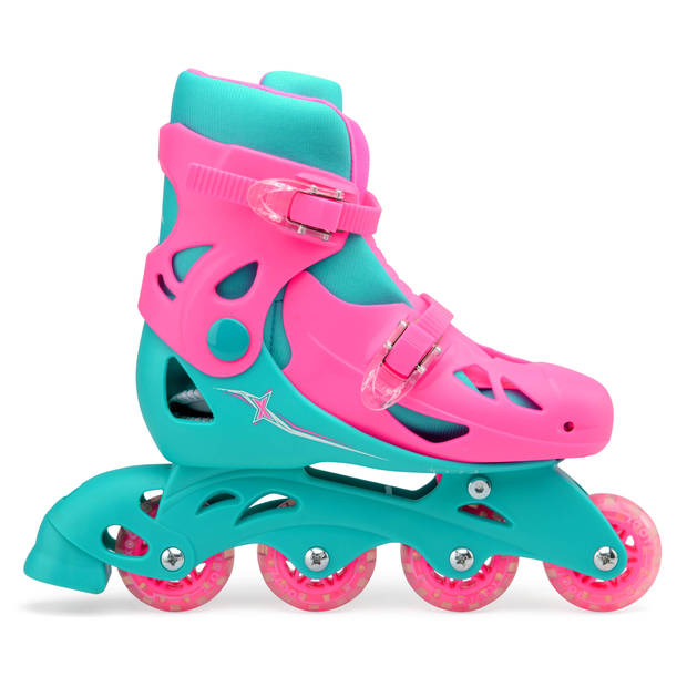 Xootz inline skates hardboot roze/turquoise maat 32-35