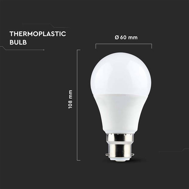 V-TAC VT-2189-N B22 Witte LED Lampen - GLS - IP20 - 8.5W - 806 Lumen - 3000K