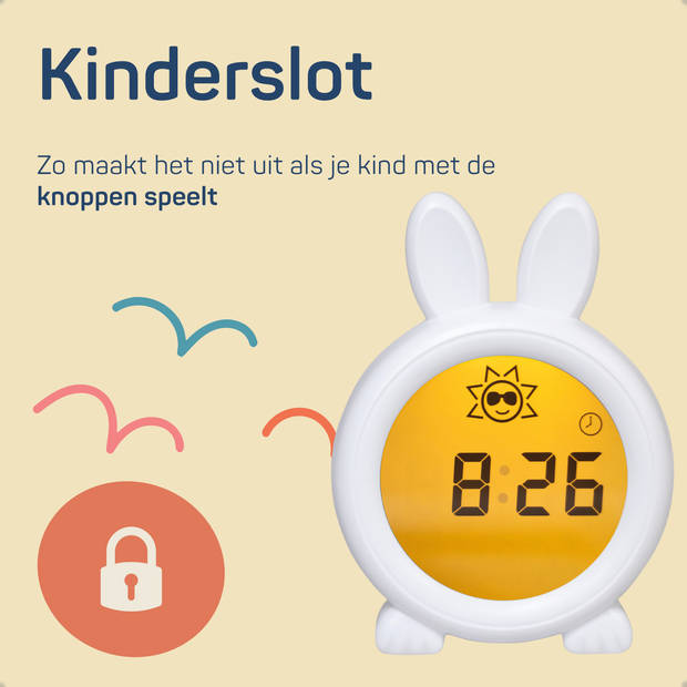 Slaaptrainer Tijd, nachtlampje en wekker - Vroege Vogeltjes