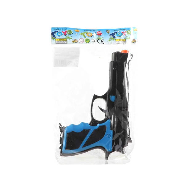 JonoToys Politie speelgoed pistool - 2x - kind en volwassenen - verkleed rollenspel - plastic - 22 cm - Speelgoedpistool