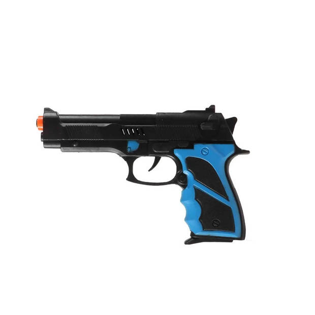 JonoToys Politie speelgoed pistool - 2x - kind en volwassenen - verkleed rollenspel - plastic - 22 cm - Speelgoedpistool