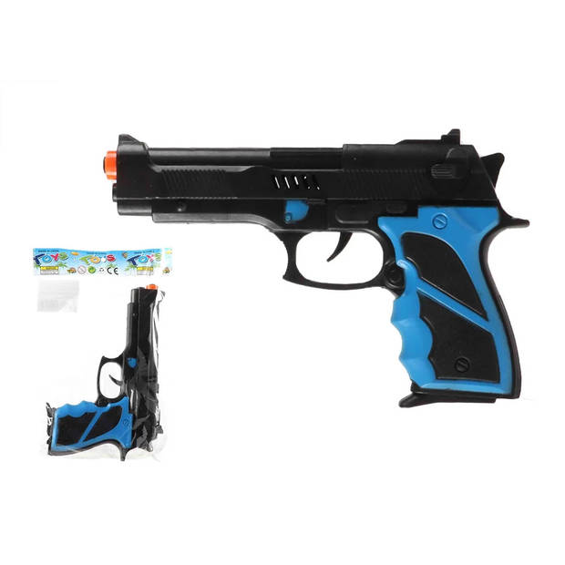 JonoToys Politie speelgoed pistool - kind en volwassenen - verkleed rollenspel - plastic - 22 cm - Speelgoedpistool