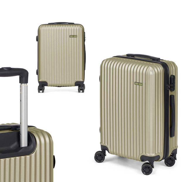 Cabine handbagage reis trolley koffer - zwenkwielen - 57 x 38 x 23 cm - 48 liter - groen - Handbagage koffers