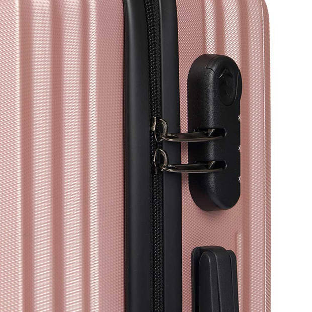 Cabine handbagage reis trolley koffer - zwenkwielen - 57 x 38 x 23 cm - 48 liter - roze - Handbagage koffers