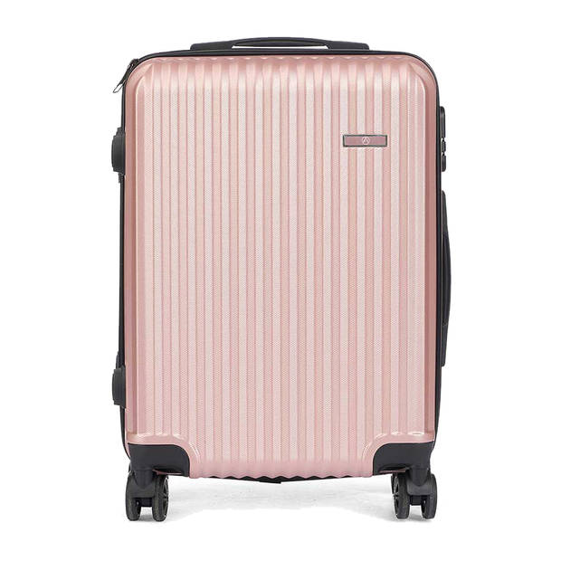 Cabine handbagage reis trolley koffer - zwenkwielen - 57 x 38 x 23 cm - 48 liter - roze - Handbagage koffers